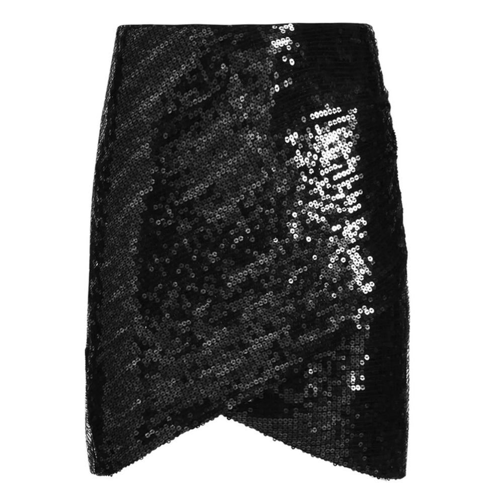 Alice + Olivia Fidela Draped Sequin Mini Skirt in Black